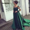 Emerald Green Evening Dress Lace Long Sleeves Prom Gown Chiffon Appliques Women Party Dresses Mother of Bride Vestidos De Fiesta198u
