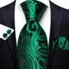 Bow Ties Paisley Striped Green Silk Tie For Men Handky Cufflink Gift Necktie Fashion Business Party Wedding Dropshiping Hi-Tie Design