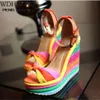 Сандалии Wdhkun Summer Sandals Женские женские дамы клинья высокие многоцветные лоскутные сандалии.