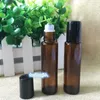 600Pcs/Lot AMBER Glass Roll On Bottle 15ml (1/2oz) Essential Oil Empty Aromatherapy Perfume Bottle 15ml with Metal Roller Ball Free DHL Wmnf