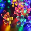 Solar Cherry Blossom Flower Garland LED String Fairy Lights Crystal Flowers for Outdoor Wedding Christmas Decors ll
