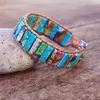 Handgemachtes DIY Leder Wickelarmband Naturstein Perlenstränge Armband Boho Schmuck Leder Wickelarmband für Damen Herren231w