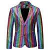 Blazer da uomo con paillettes glitterato scozzese arcobaleno da uomo 2022 giacca da uomo con risvolto con risvolto club DJ giacca da uomo abiti da palcoscenico per cantanti 211120215V