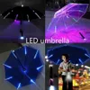 Paraplyer coolt paraply med LED -funktioner 8 ribbe ljus transparent handtag1291k
