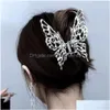 Hårklämmor Barrettes Butterfly Pearl Geometric Metal Claw Gold Hollow Hairpin Jewelry Hairs Accessories for Women Girl Drop Delive DHJF5