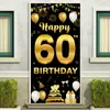 Banner Flags Black Gold 18th 21st 30 40 50 60th Birthday Banner Gold Ballon Number Backdrop Pendants Adults Happy Birthday Party Decor Baloon 230720