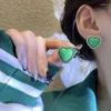 أقراط مسمار U-Magical Vrudent Green Love Heart Elings للنساء