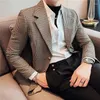 Ternos masculinos 2023 textura premium moda britânica Houndstooth blazer fino negócios escritório casamento jaqueta formal