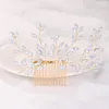 Hair Clips Rose Gold Silver Color Opal Crystal Wedding Combs Accessories For Bridal Flower Headpiece Women Bride Ornaments J