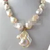 Jewelr 003028 Natural Light Pink Lavender Unusual Keshi Keishi Baroque Pearl Necklace&Pendant260U