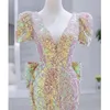 2023 bling shiny Mermaid Prom Dress Lace Beaded Sexy Evening Formal Party Second Reception Birthday Engagement Gowns Dresses sequined Arabic Aso Ebi Robe De Soiree