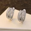 INS Top Selling Fashion Jewelry 925 Sterling Silver Pave White Sapphire CZ Diamond Gemstones Party Women Women Brud Clip Earrin211t