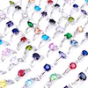 Wholesale 100pcs Womens Rings Silver Prong Zircon Stone Fashion Associory Giftities With a Display Box