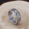 990 joyería de plata esterlina hombres mujeres dragón Mantra escritura apertura damas anillo Buda ajustable Ring234B