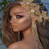 Luxury Golden Wedding lega fiore fascia copricapo da sposa strass accessori per capelli da sposa ornamenti corona diadema per le donne G273q