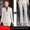 Women's Two Piece Pants Green Suits Women 2023 Spring High End Fashion Temperament Formal Long Sleeve Slim Blazer And Office Ladies Work