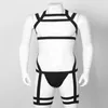 Herrarna G-strängar Herrarna Mens Elastic Strappy Body Chest Harness Bondage Exotic Jockstraps Thong Underwear Lingerie Teddies2280