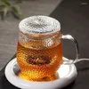 Mugs Glass Large Capacity Hammer Pattern With Cover Filter Tea Cup Office Men's Flower Tazas De Ceramica Creativas