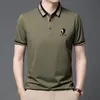 Herrpolos Summer Korean Fashion Men's Polo Shirt Luxury Black Yak Cotton Lapel Collar Kort ärmar Toppar 230719