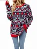Kvinnors tröjor Kvinnors festliga snöflinga stickade tröja med renmönster - Bekväm långärmad älg och trädtryckt Drstring Knit Z230811