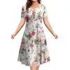 Vestidos urbanos sexis 2023 para mujer, estampado de flores en 3d, Tops de manga corta para mujer, moda de verano, suelto, línea A, elegante, informal, para mujer, 230719