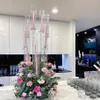 NOVOBraços de decoração de festa com haste longa moderno tubo de acrílico transparente Hurricane Crystal castiçais centro de mesa de casamento RRA105217R