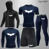 Fatos de treino masculinos Superhero Compression T shirt Ternos esportivos masculinos Camisas de boxe de secagem rápida Jogger Training Masculino Academia de ginástica Conjuntos de shorts J230720