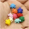 Shell Bone Coral 100Pcs Mix Color Carving Little Sea Turtle Beads 12Mm Loose Small Tortoise Diy Jewelry Making Accessories9797591 Dh9Xc