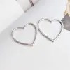 S925 Silver Big Heart Hoop Earring med Clear CZ Stone Original Box för Pandora Jewelry Women's Christmas Gift223e