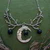 Violet Crescent Moon Branches Collier Sorcière Pendentif Fantaisie Forêt Bijoux Gothique Brindille Bijoux Mariage Wicca Colliers309P