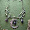 Violet Crescent Moon Branches Collier Sorcière Pendentif Fantaisie Forêt Bijoux Gothique Brindille Bijoux Mariage Wicca Colliers309P