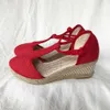 Sandały veowalk bohemian ręcznie robione lniane bawełniane klin Espadrilles Sandały T-Strap Summer Wygodne platformy na wysokim obcasie buty L230720