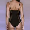 Sexy Push Up Swimsuit One Piece Transparent Mesh Swimwear Women Leopard Print Patchwork Bodysuits 2021 High Cut Bathersswimwear Ba241I