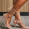 Sandaler 2021 Summer Gladiator Sandaler Kvinnor Cross Strap 9cm High Heels Shoes Woman Open Toe Sexiga fest Kvinnliga damskor Sandalias L230720