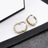 Full Pearl Alphabet Charm Earring Designer Double Letter Studs Women Vintage Style Earrop for Party Anniversary2870