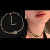 Lyx retro varumärkesdesigner chokers halsband kvinnor 18k guld pläterad rostfritt stål brev hänge halsband kedja smycken tillbehör 20stil