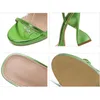 Золото платформу сандалии лодыжка в форме каблуки насосы насосы женщины зеленые узкие туфли для вечеринок на высоких каблуках