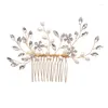 Hair Clips Silver/Gold Color Pearl Combs Bridal Women Wedding Jewelry Ornament Head Decoration Flower Rhinestone Comb