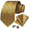 Fliegen Designer Gelb Plaid Dot Für Männer Hochzeit Party Krawatte Luxus Ring Brosche Seide Set Geschenk DiBanGu