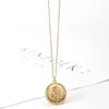Srcoi Dainty Gold Color Rose Necklace Pendant Round Coin Geometric Chain Choker Necklace Women Party Medallion Fashion Jewelry257a
