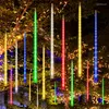 ストリング2024 LED Meteor Shower String Lights Fairy for Christmas Tree Outdoor Decor Garden Wedding Party Holiday Lighting Navidad