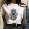 Hamasa Hand of Fatima trycker kvinnors t-shirts Lucky Hamsa Han