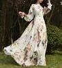 Basic Casual Dresses Floral Printed Maxi Dress Women's Sundress Abaya Dubai Hijab Chiffon Muslim Dresses African Turkey Islam Kaftan Robe 230719