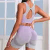 Women's Tracksuits Seamless Scrunch Yoga Set Women 2Pcs Two Piece Gym Set Crop Top Bra Shorts Zipper Sport suit Workout Outfit Fitness Wear Clothes J230720