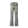Jeans da uomo High Street Washed Slim Fit Salopette multitasche American Retro Micro Horn Pants Fashion Distressed