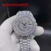 Conjunto de relógios de ponta de luxo 43mm prata Grande diamante Relógio mecânico homem mostrador de diamante Automático Mecânico Aço inoxidável masculino 263K