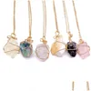 Pendant Necklaces Natural Crystal Quartz Healing Bead Gemstone Women Men Original Stone Style Party Club Jewelry Drop Delivery Pendan Dhxvf