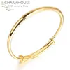 Yellow Gold Color Cuff Bangles For Women 24K Gold GP Charm Bracelet Bangle Pulseira Femme Wedding Bridal Jewelry Accesories L230704