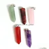 Charms Natural Stone Hexagon Quartz Pillar Shape Charm Pendant Crystal Healing Gemstone Earring Necklace For Jewelry Making Dhgarden Dhcw7