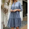 Abiti casual Moda Y2K Abito in denim Donna Estate Vintage Scollo a V Cerniera Midi Nero Bule Streetwear Elegante Spiaggia Oversize